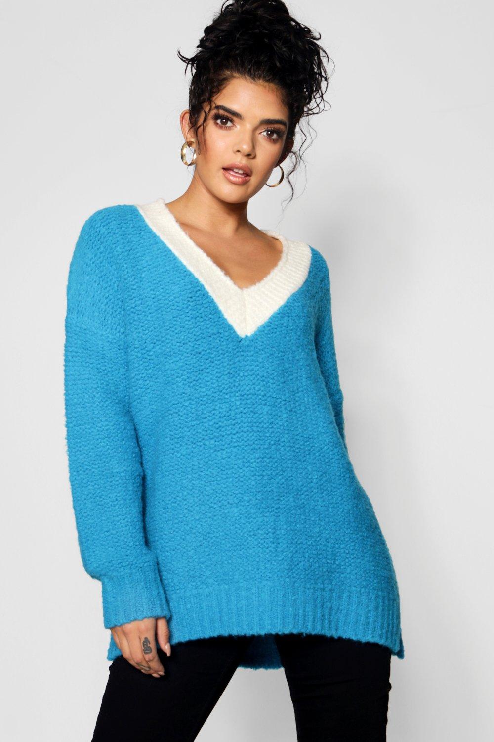 plus size deep v neck sweater